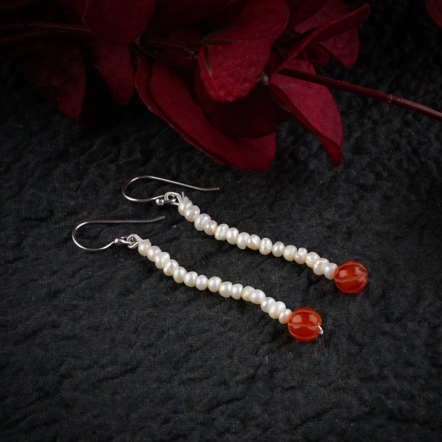 Pearl Carnelian Danglers