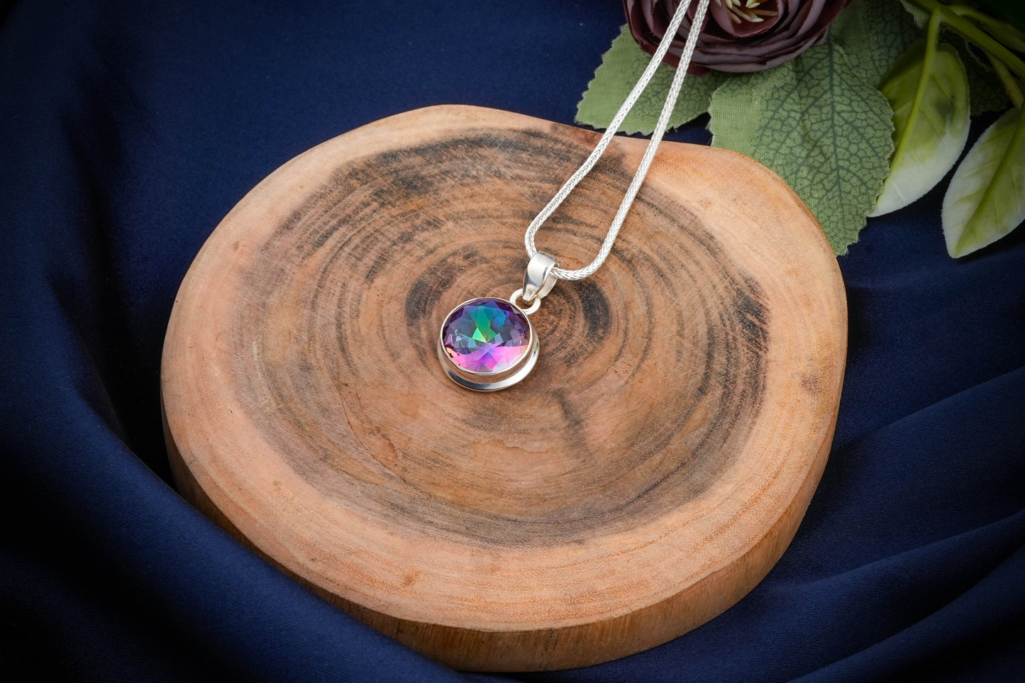 Minimal Mystic Topaz Necklace Set In Silver