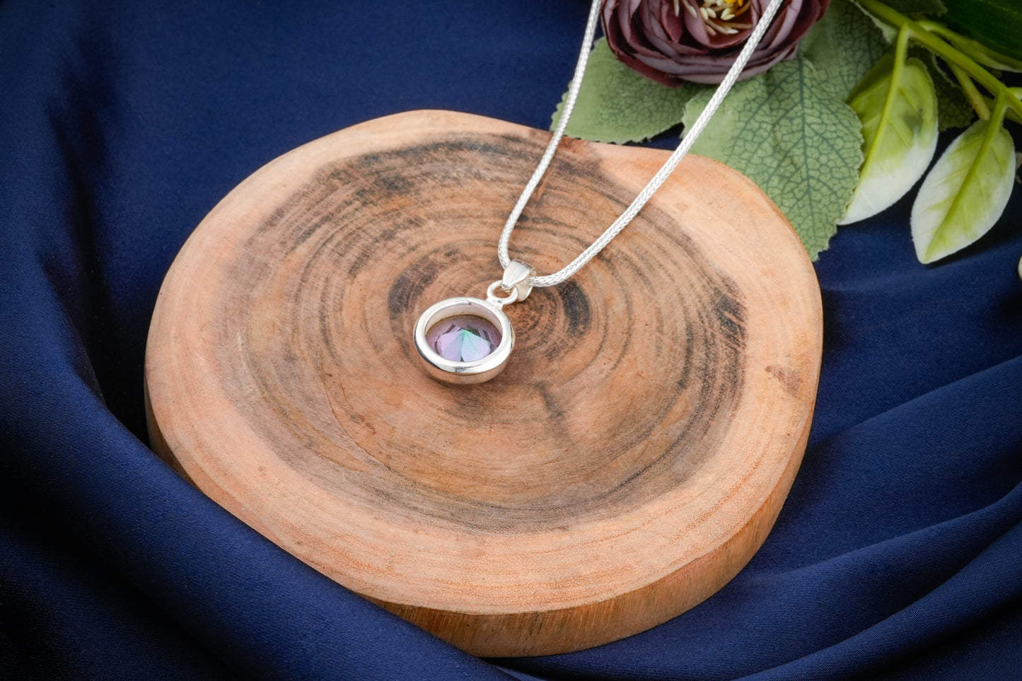 Minimal Mystic Topaz Necklace Set In Silver