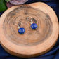 Hexagonal Stone Drop Silver Earrings
