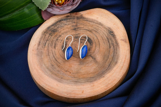 Lapis Lazuli Eye Shape Silver Earrings