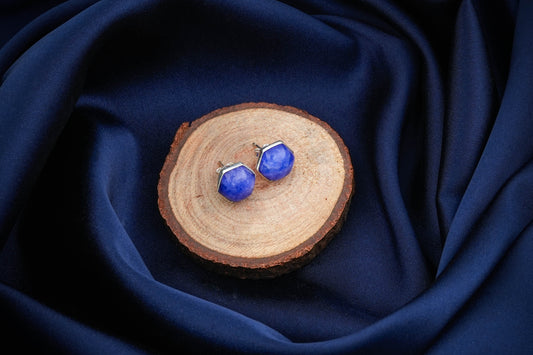 Hexagonal Lapis Lazuli Silver Studs