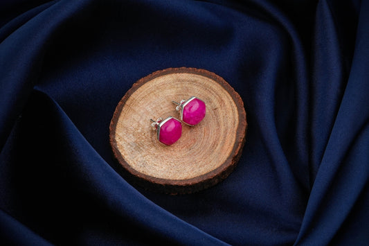 Pink Onyx Hexagonal Studs