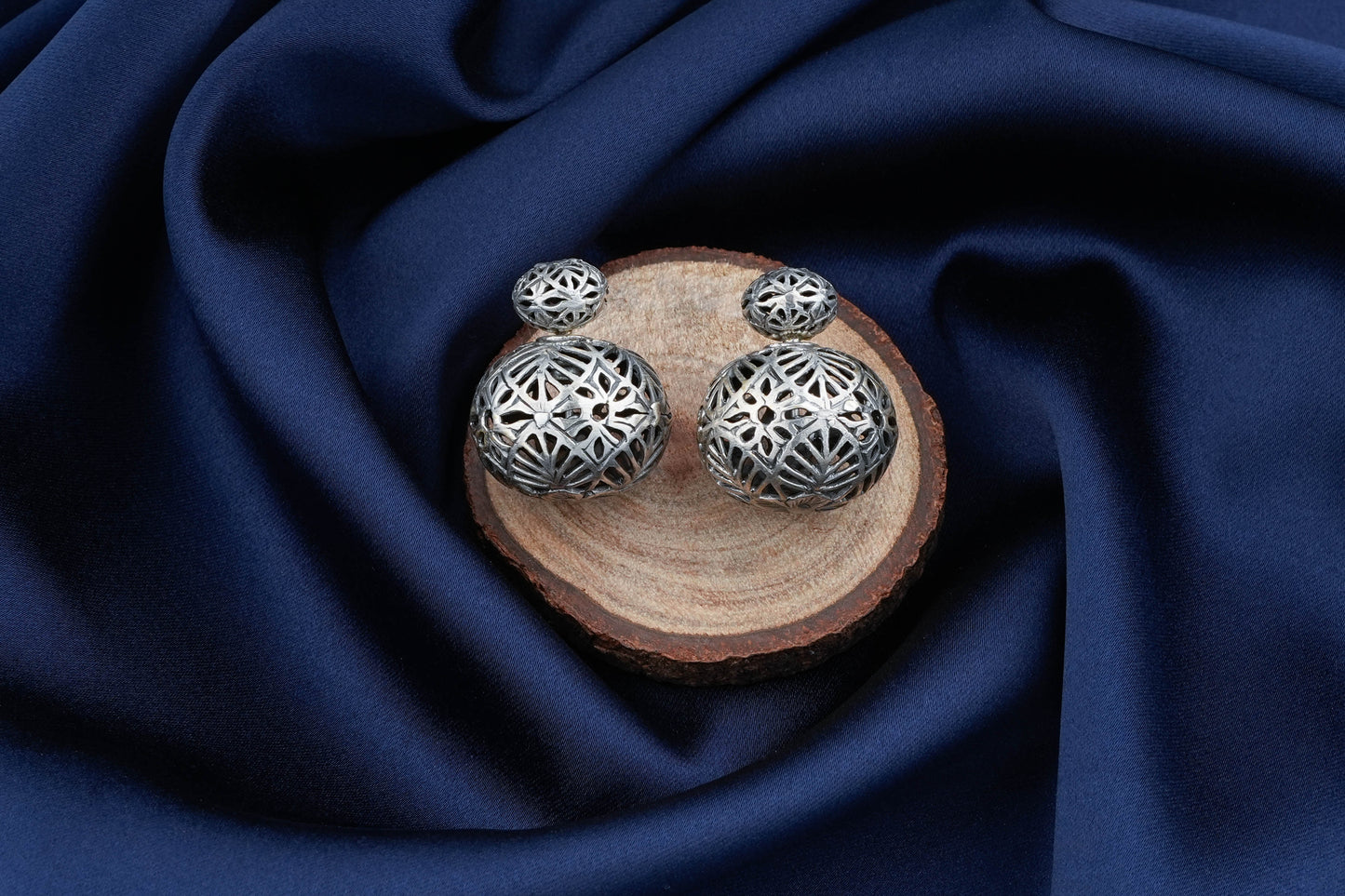 Timeless Jali Circle Silver Studs