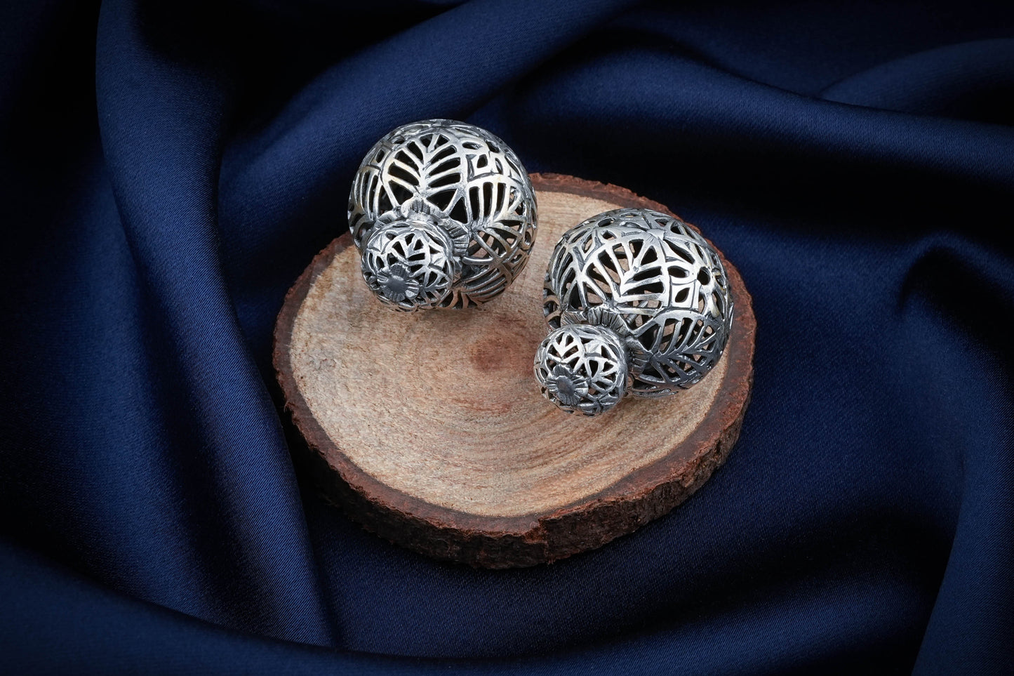 Timeless Jali Circle Silver Studs