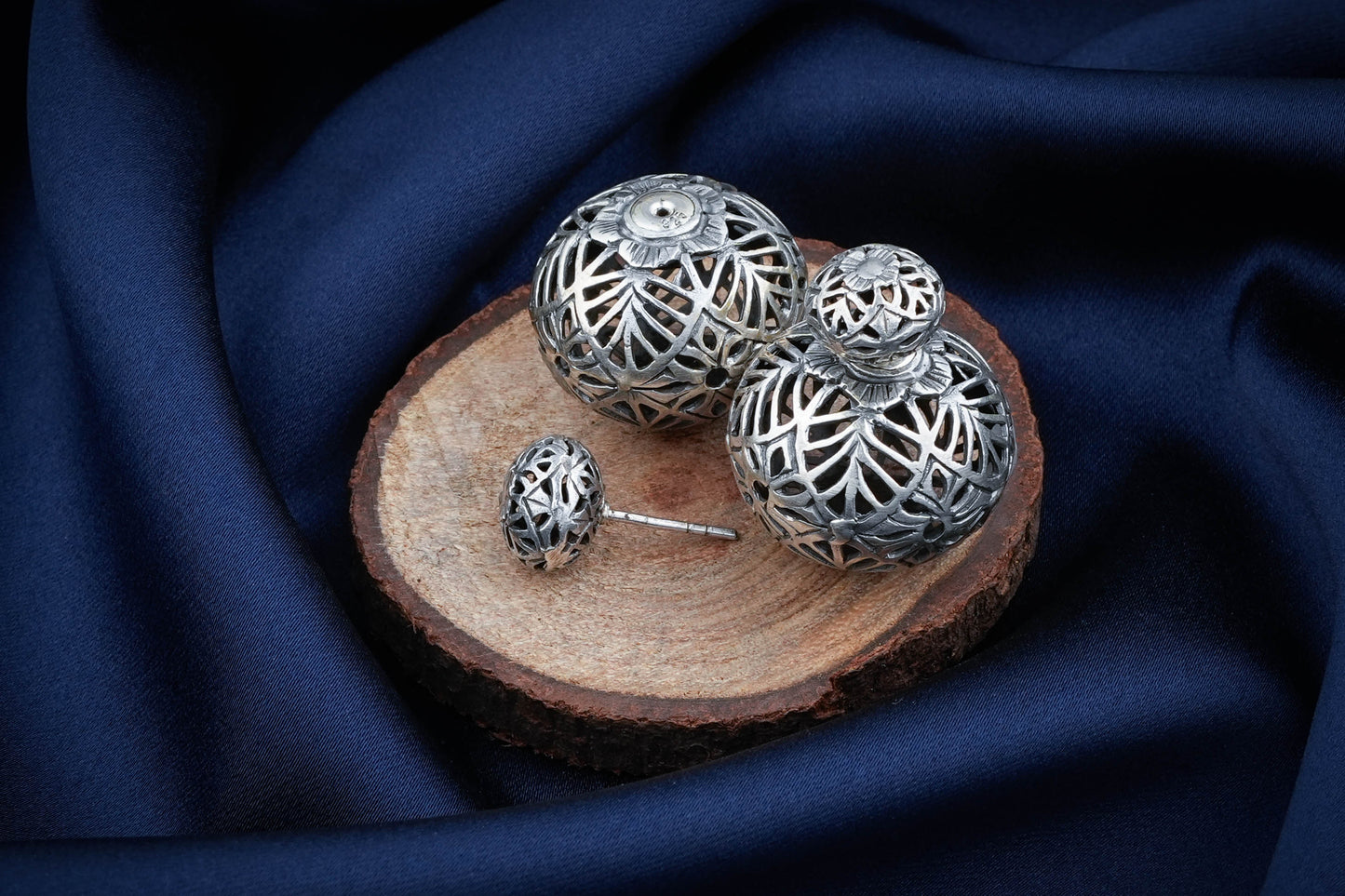 Timeless Jali Circle Silver Studs