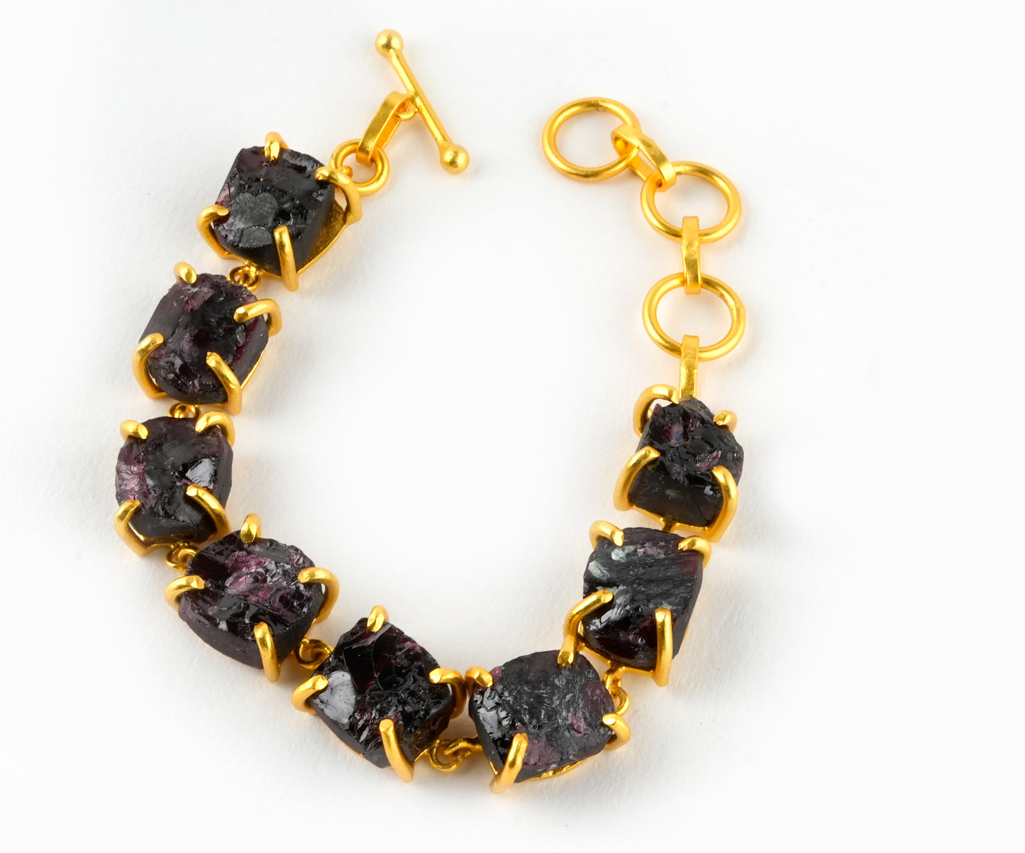 Uncut Natural Garnet Gemstone Bracelet