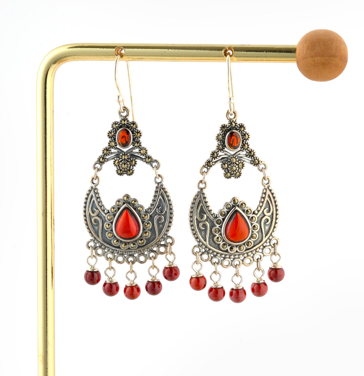 Retro Ruby Silver Earrings