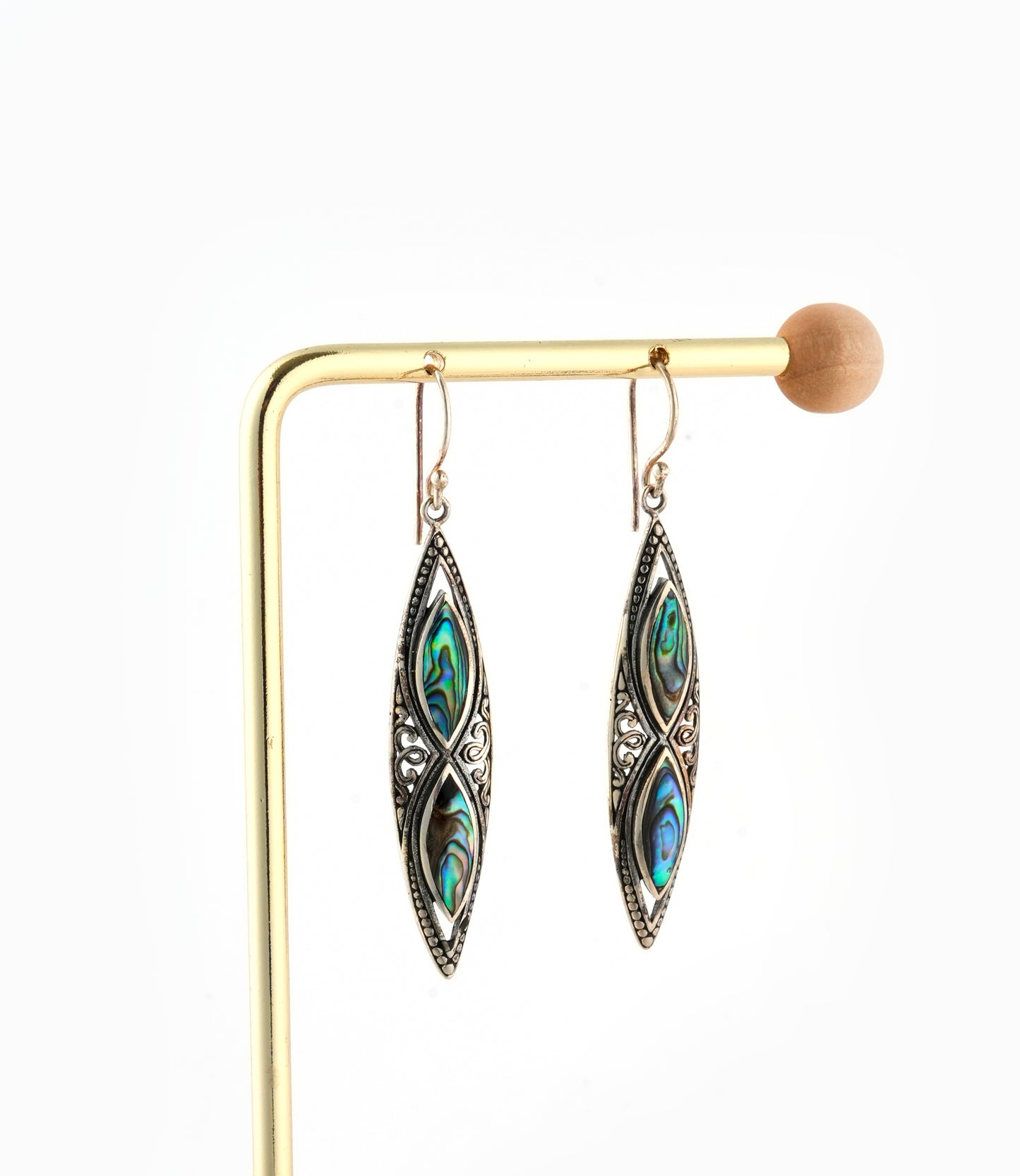 Abalone Silver Dual Drops Earrings