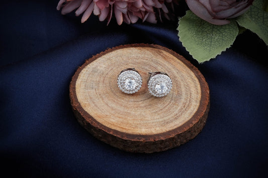 Oval Solitaire Studs In Silver