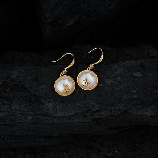 Moon And Stars Pearl Earrings
