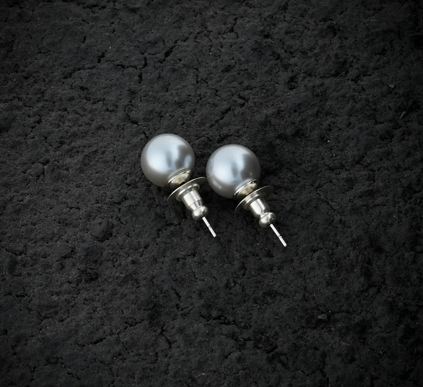 Synthetic Grey Pearl Studs