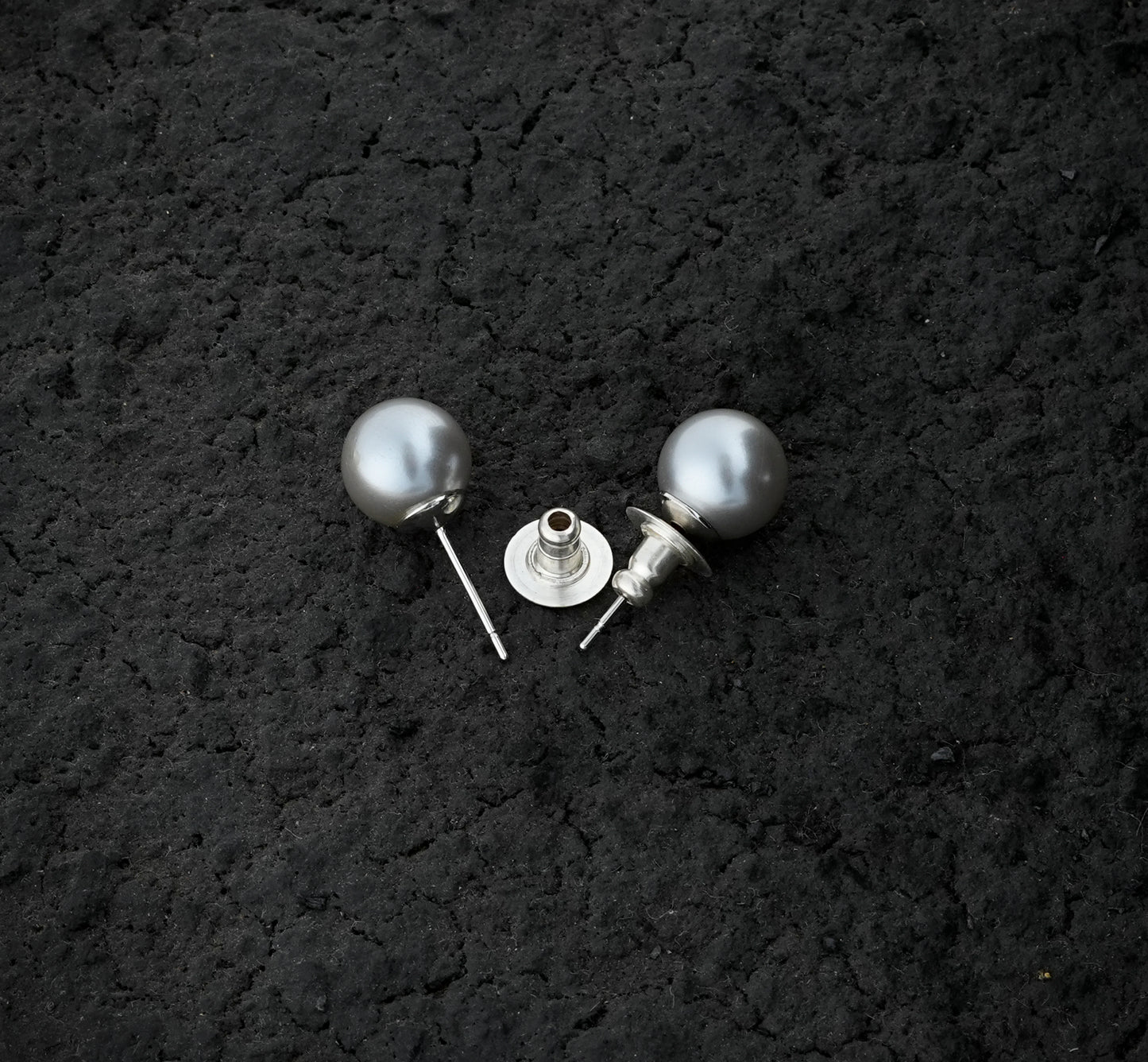 Synthetic Grey Pearl Studs