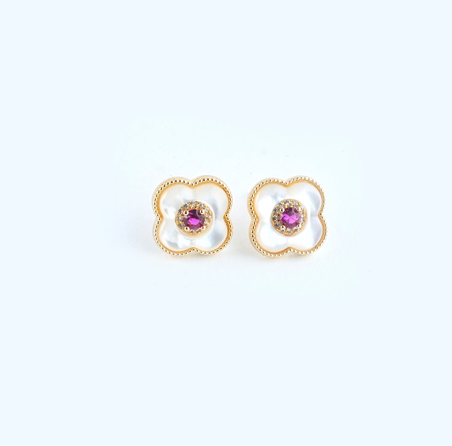 Ruby And Mother Of Pearl Studs