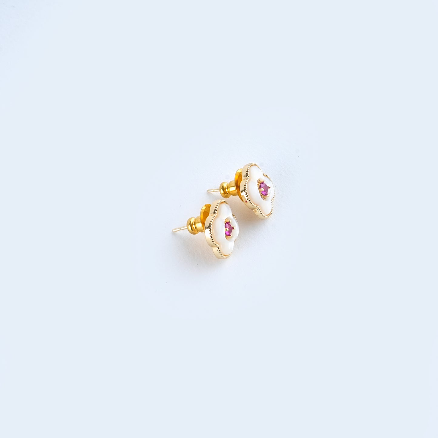 Ruby And Mother Of Pearl Studs