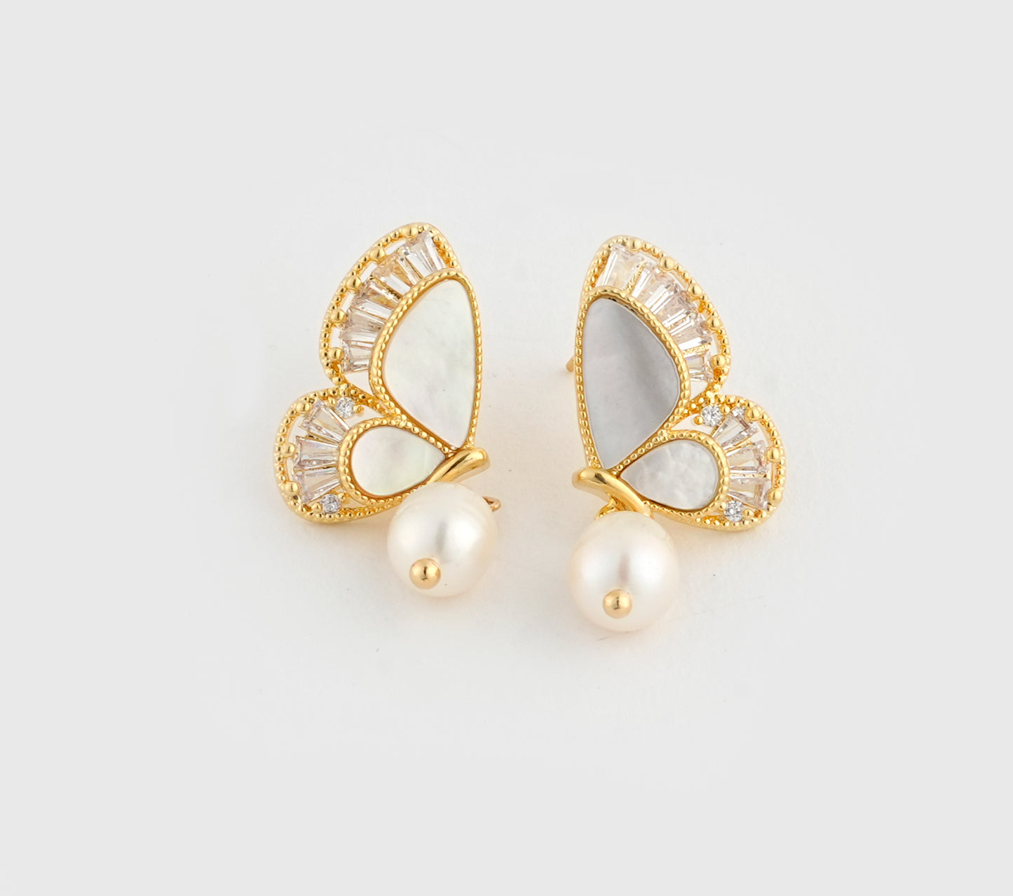 Serene Pearl MOP Butterflies Studs