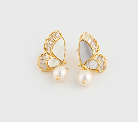 Serene Pearl MOP Butterflies Studs