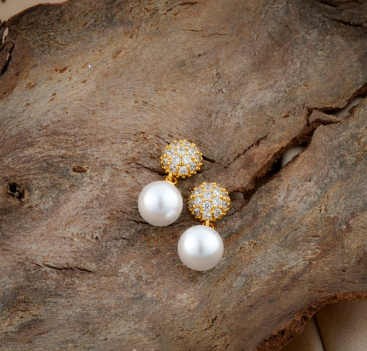 Gold Plated Pearl Drop Earrings