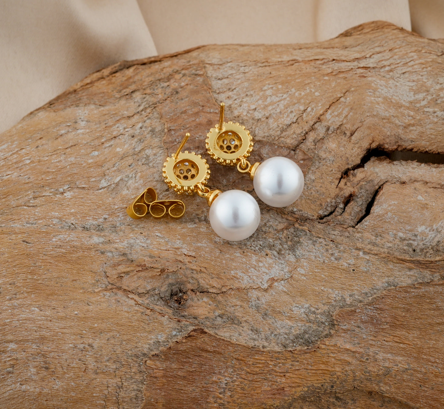 Gold Plated Pearl Drop Earrings