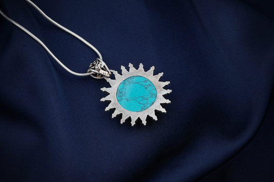 Blooming Flower Turquoise Stone Pendant