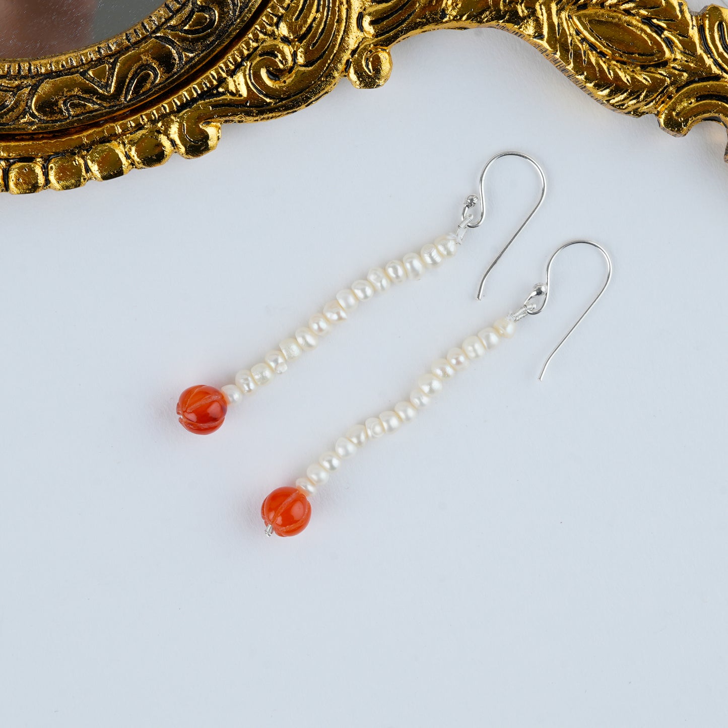 Pearl Carnelian Danglers