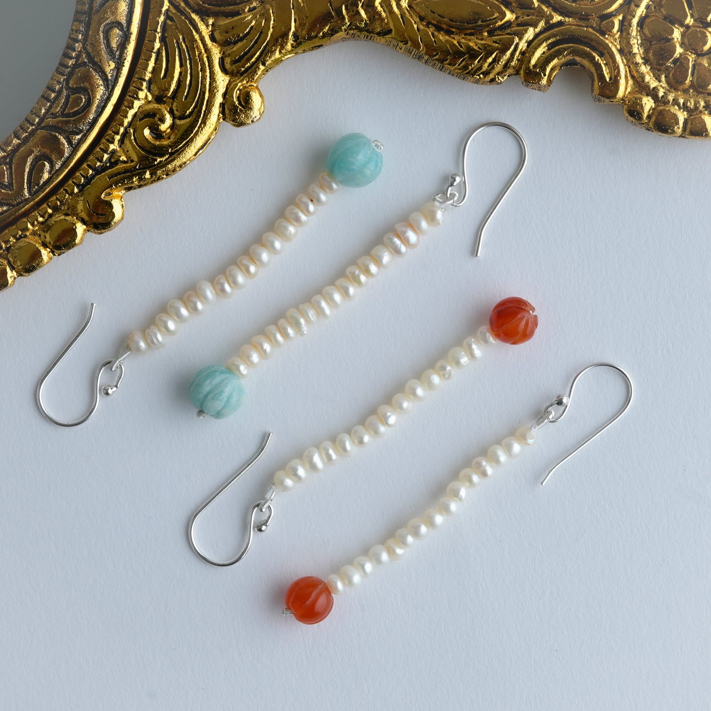 Pearl Carnelian Danglers