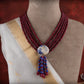 Scarlet lagoon Red And Blue Necklace