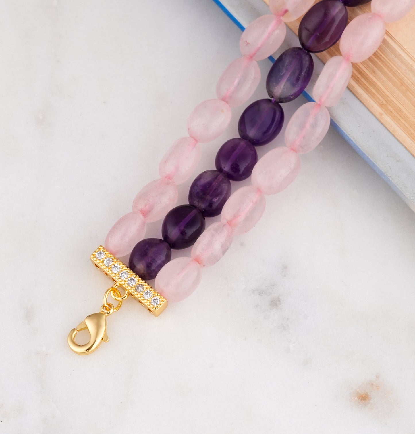 Rose Quartz And Amethyst Healing Bracelet