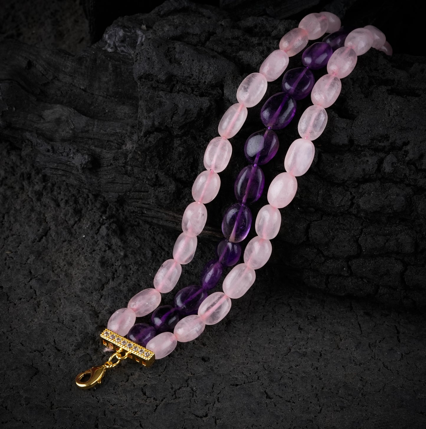 Rose Quartz And Amethyst Healing Bracelet