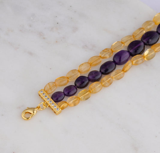 Citrine And Amethyst Bracelet