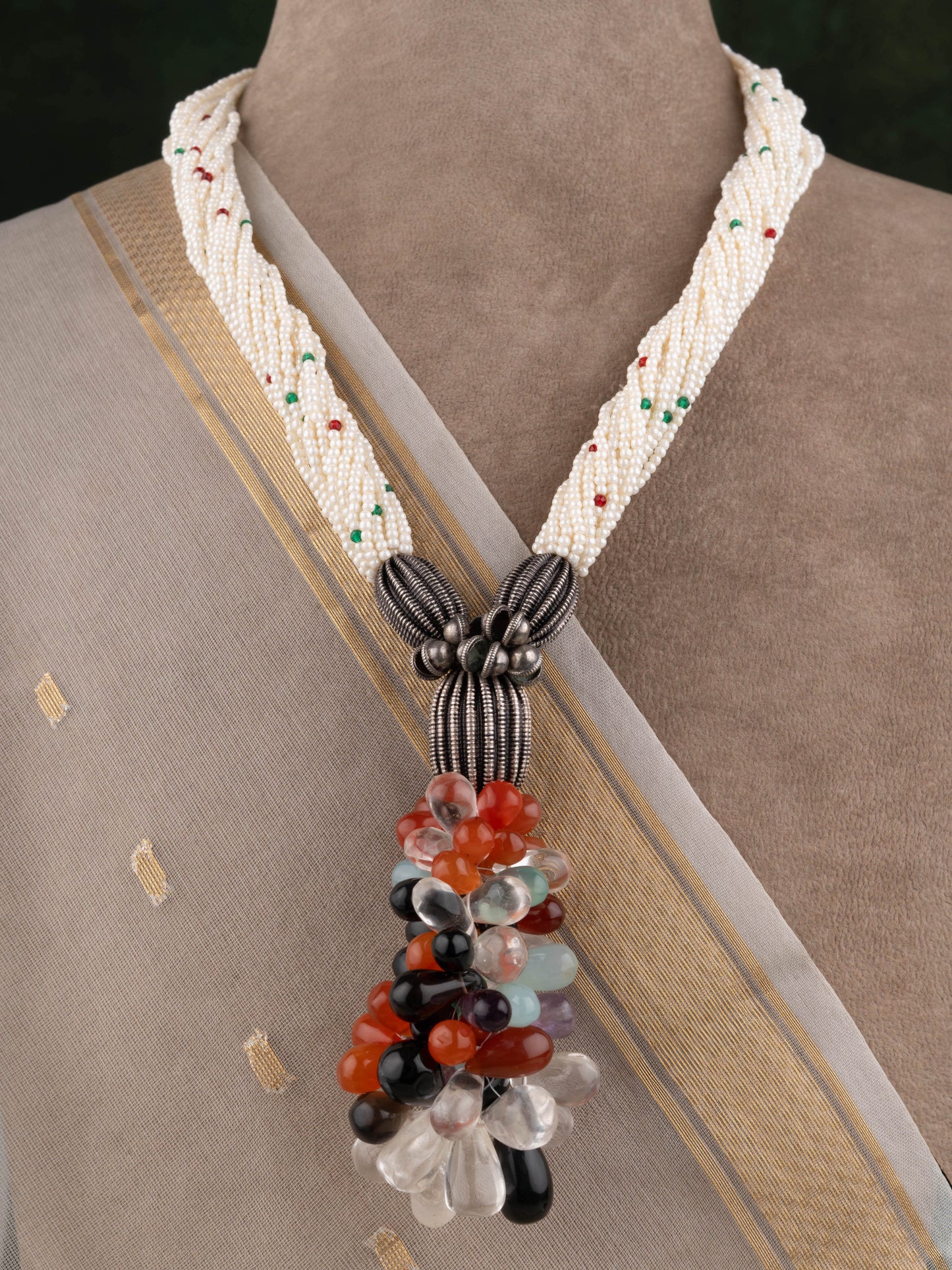 The Stone Bunch Silver Necklace