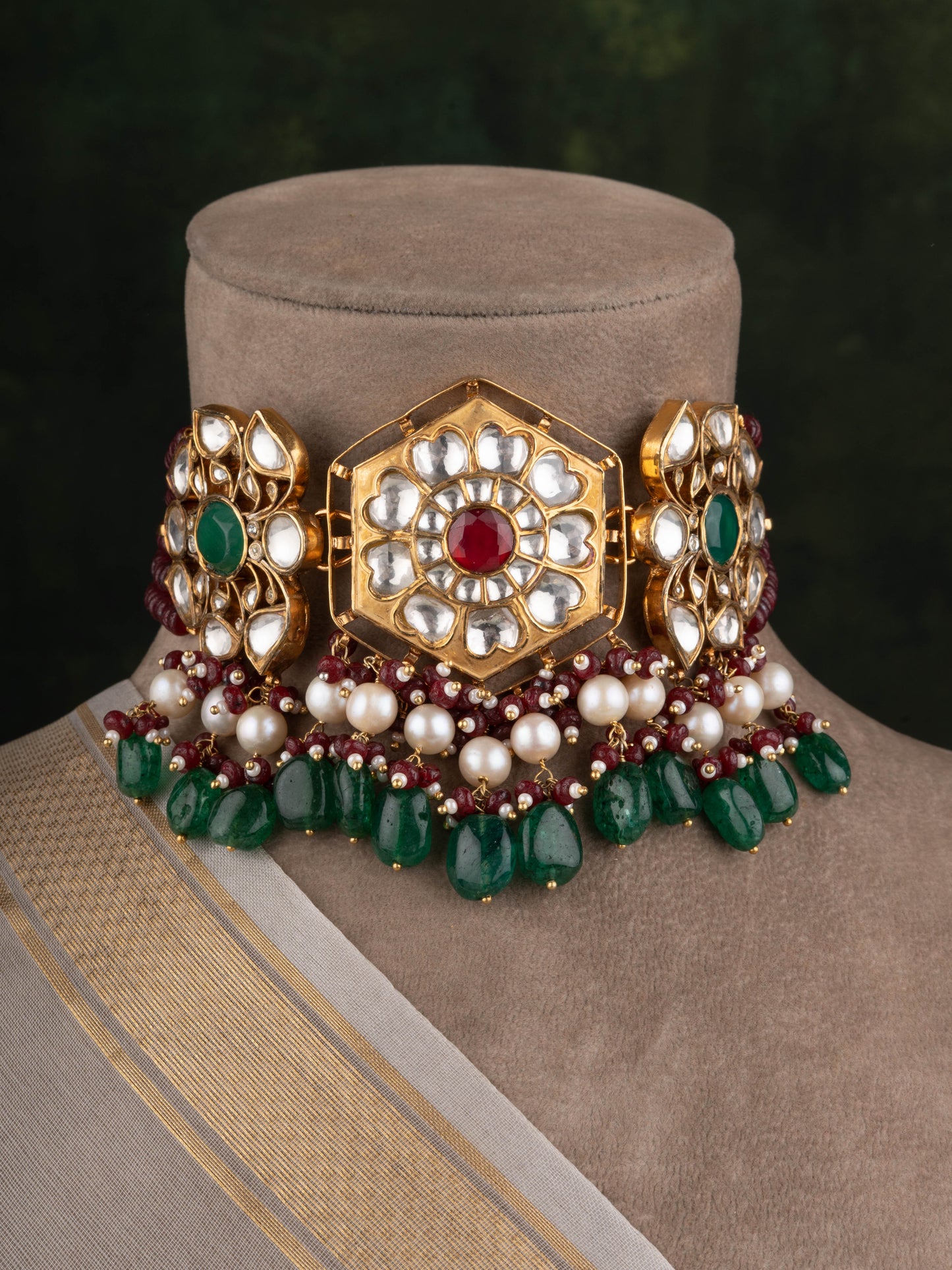 Ethnic Kundan Gold-Plated Silver Necklace