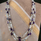 Tri layered Silve Aquamarine Amethyst Necklace