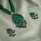 Hand Painted Kashmir Kali Enamel Silver Necklace Set
