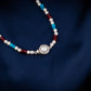 Hand Painted Enamel Lotus Silver Necklace Set