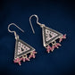 Hand Painted Pink Mystic Triangle Enamel Silver Necklace Set