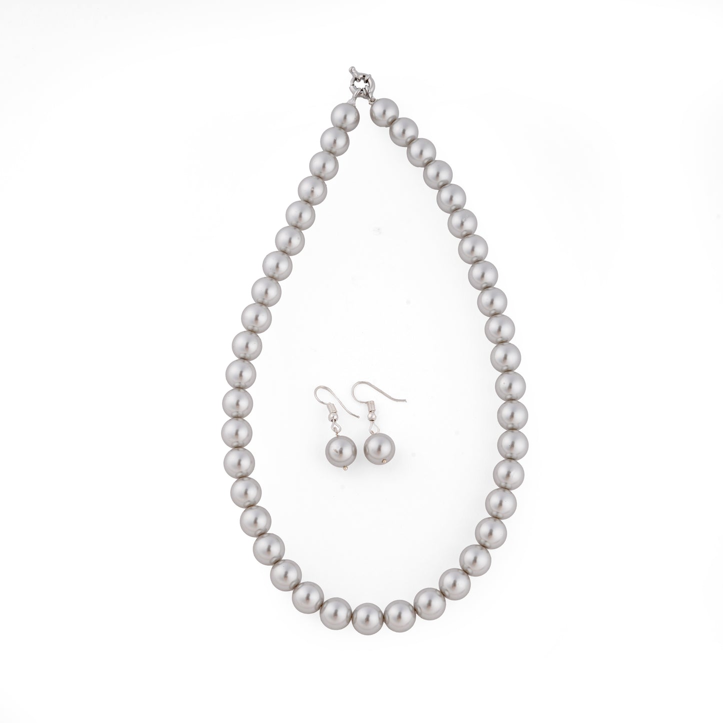 Silver Grey Pearls Necklace Set