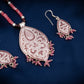 Hand Painted Kali Gulab Enamel Silver Necklace Set
