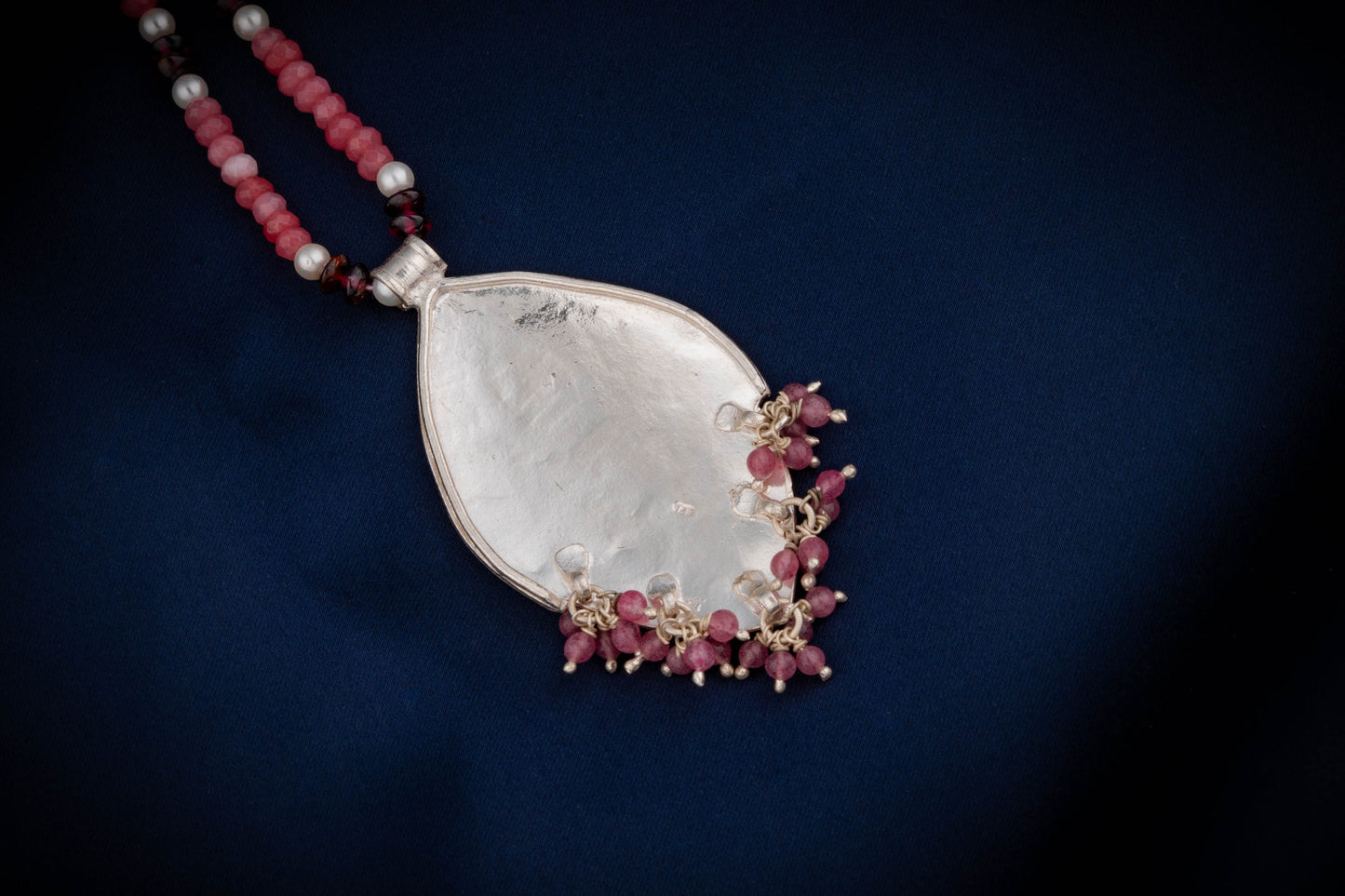 Hand Painted Kali Gulab Enamel Silver Necklace Set