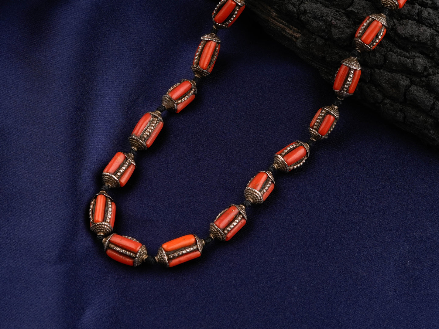 Tibetan Silver Coral Beads Necklace