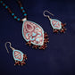 Hand Painted Kamal Kali Enamel Silver Necklace Set