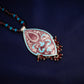Hand Painted Kamal Kali Enamel Silver Necklace Set