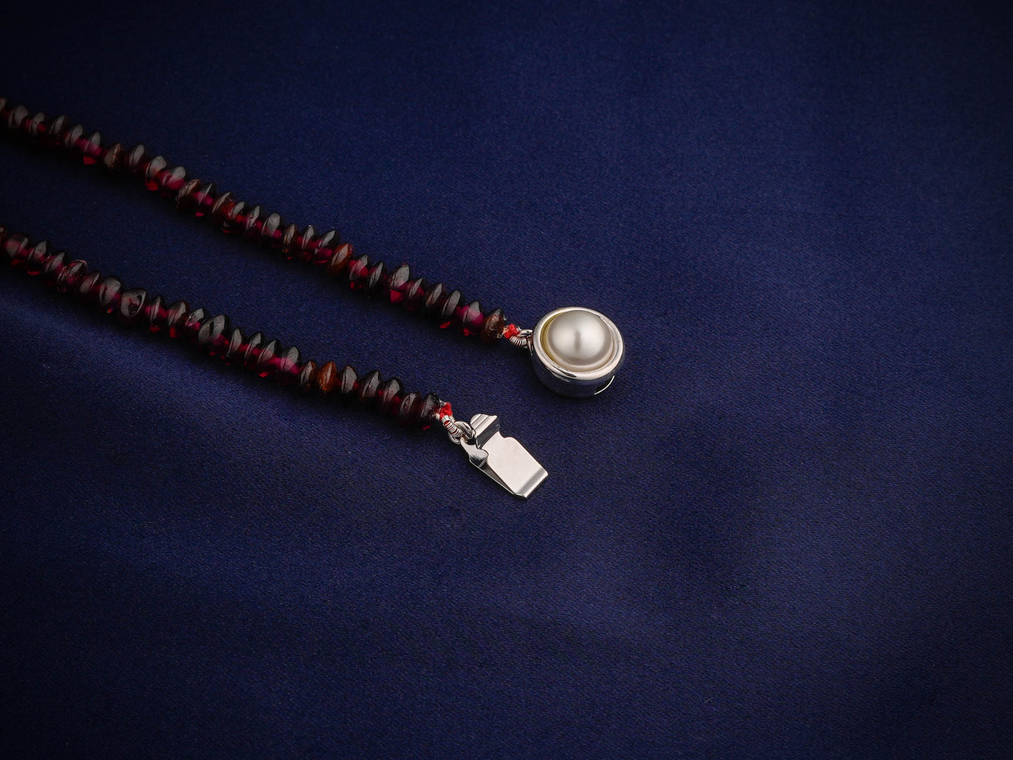 Hand Painted Blue Lotus Enamel Silver Necklace Set
