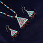 Hand Painted Mystic Triangle Enamel Silver Necklace Set