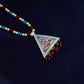 Hand Painted Mystic Triangle Enamel Silver Necklace Set