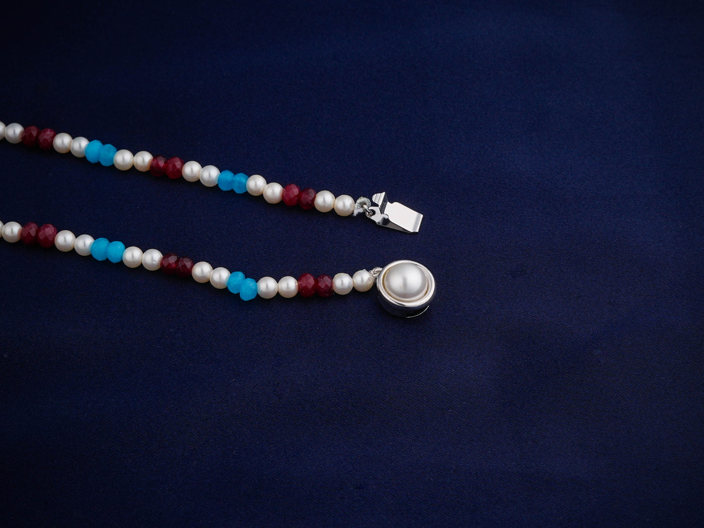 Hand Painted Mystic Triangle Enamel Silver Necklace Set