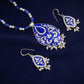 Hand Painted Neeli Kali Enamel Silver Necklace Set