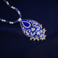 Hand Painted Neeli Kali Enamel Silver Necklace Set