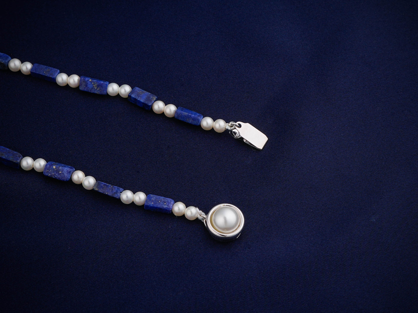 Hand Painted Neeli Kali Enamel Silver Necklace Set