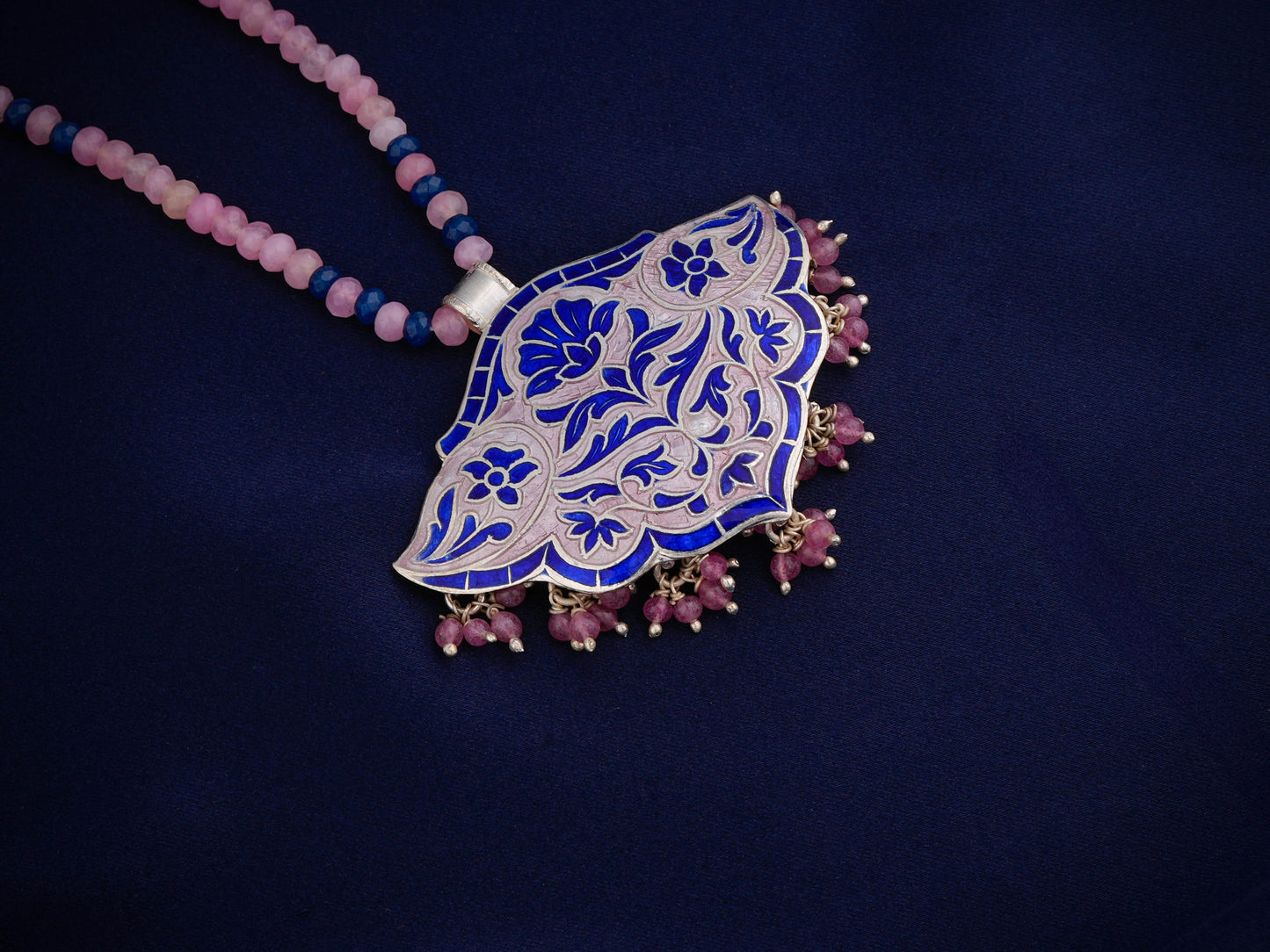 Hand Painted Mehraab Enamel Silver Necklace Set